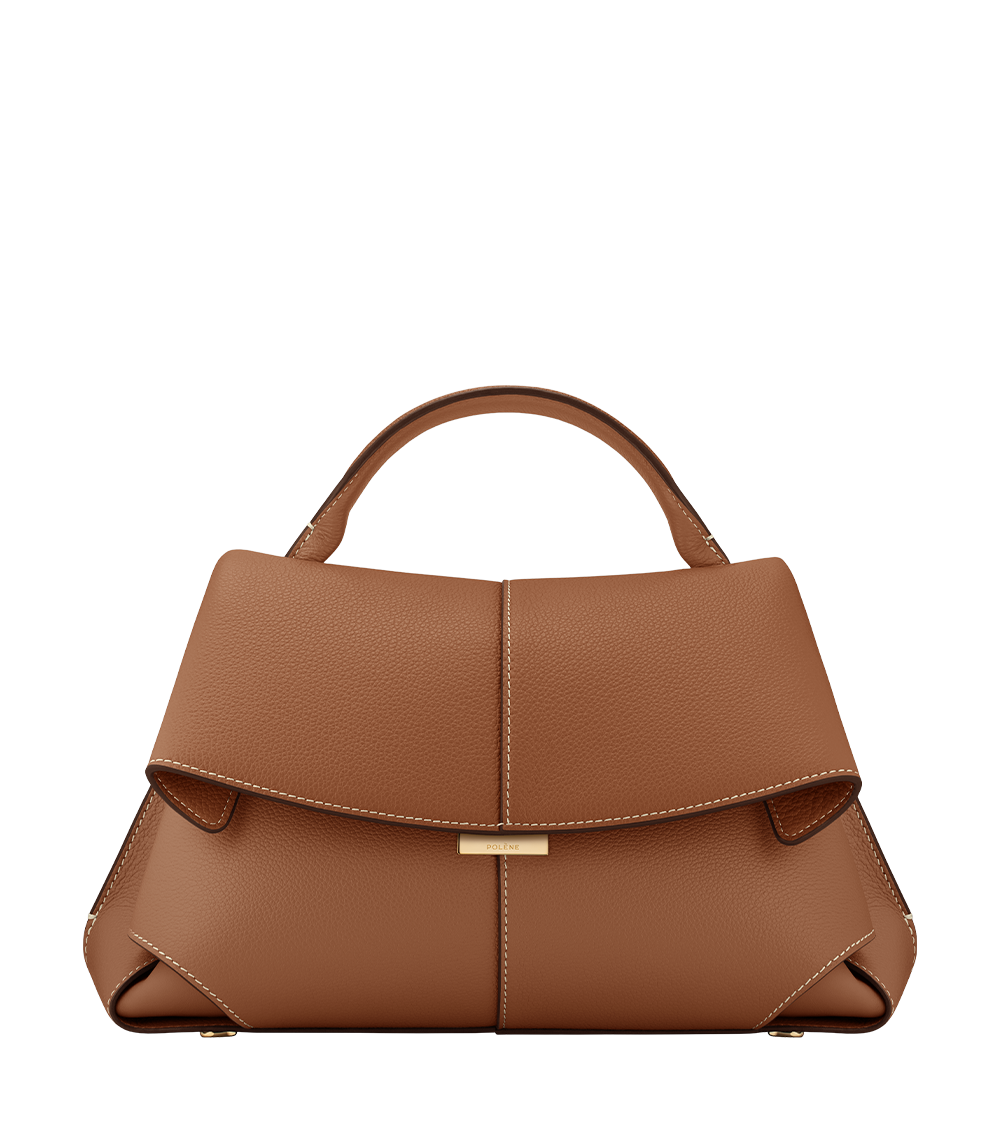 Odile™ | Textured Leather Top-Handle Bag – Camel