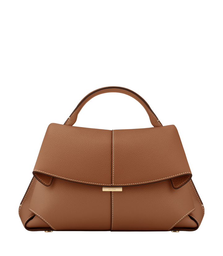 Odile™ | Textured Leather Top-Handle Bag – Camel