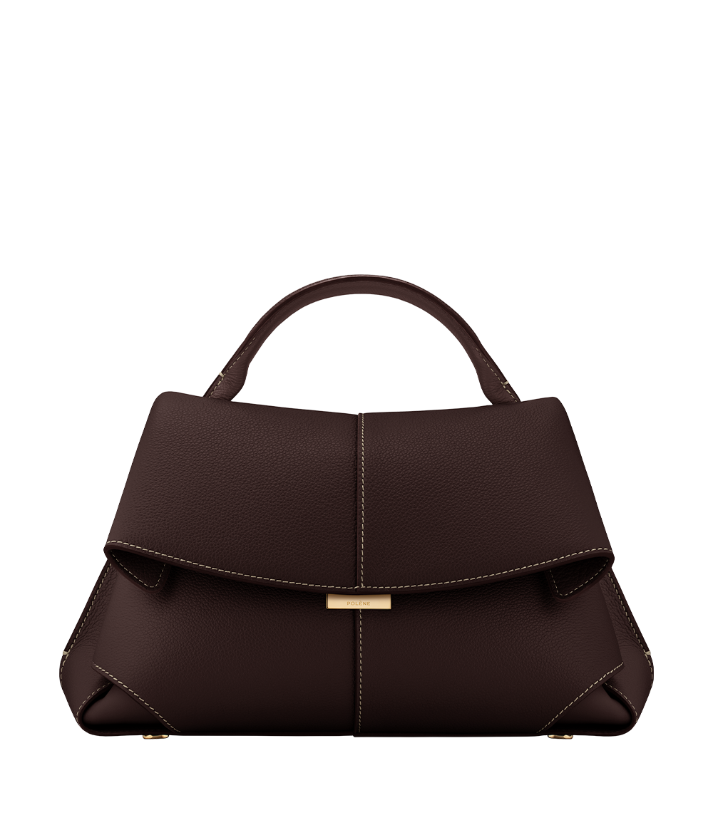 Odile™ | Textured Leather Top-Handle Bag – Ebony