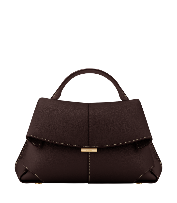Odile™ | Textured Leather Top-Handle Bag – Ebony