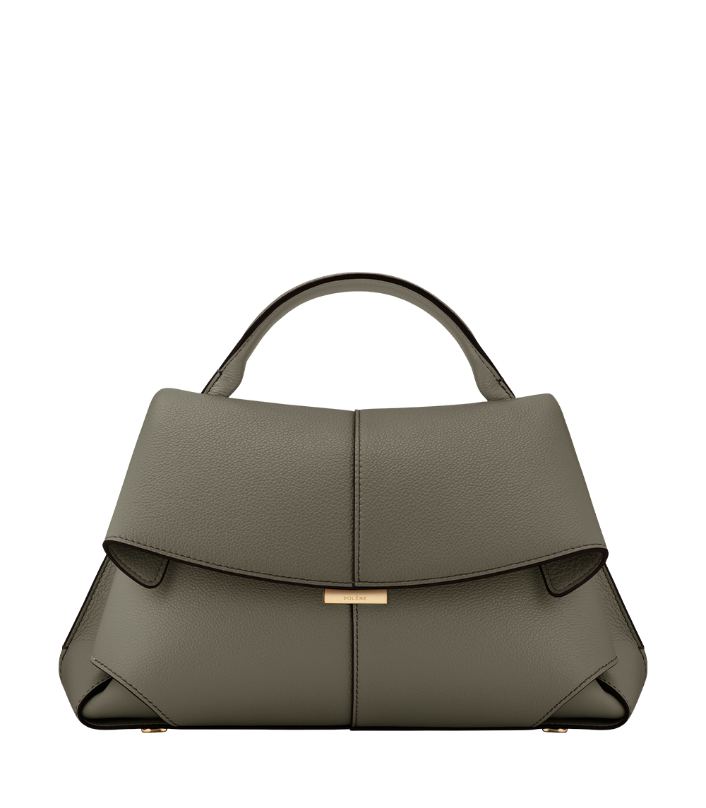 Odile™ | Textured Leather Top-Handle Bag – Smoky Green