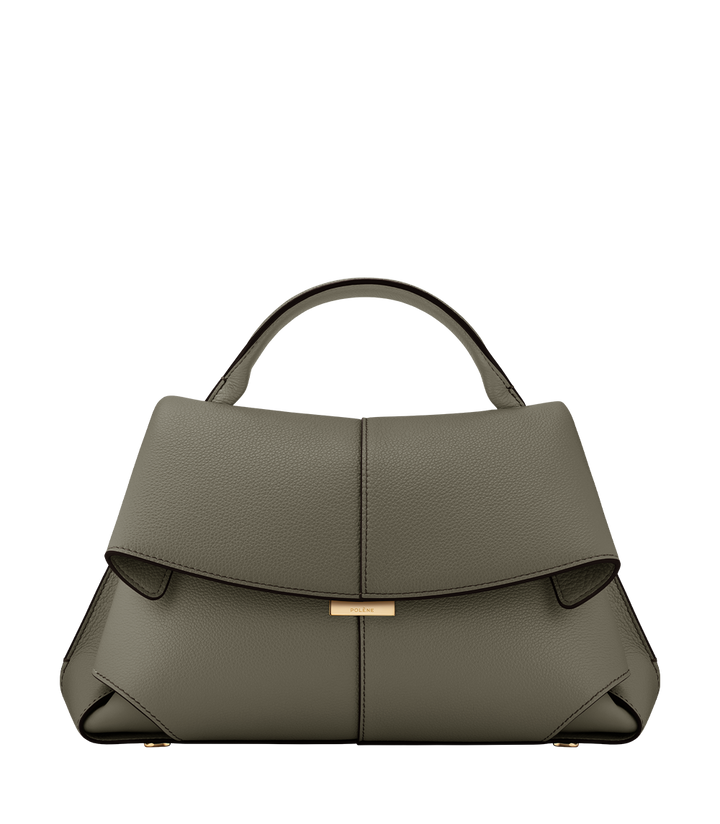 Odile™ | Textured Leather Top-Handle Bag – Smoky Green