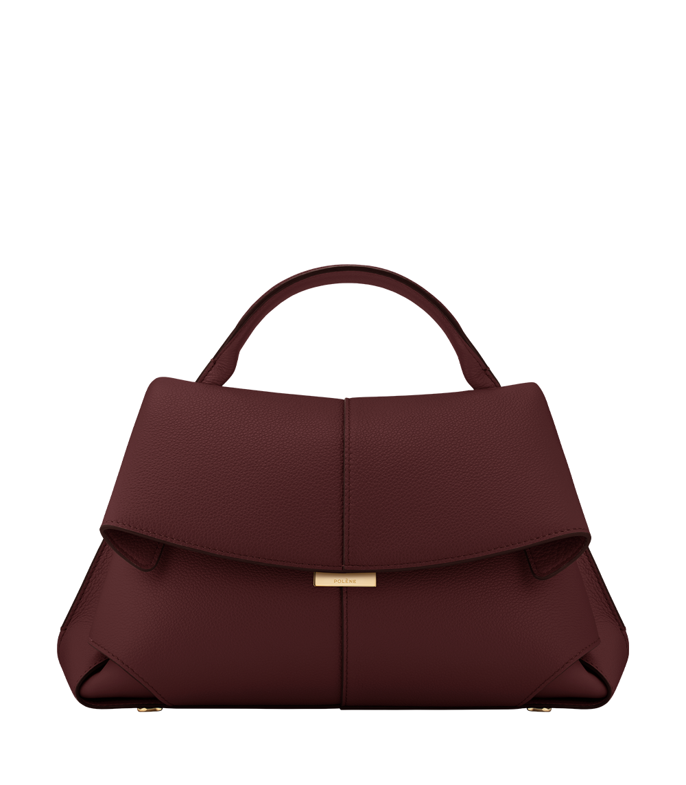 Odile™ | Textured Leather Top-Handle Bag – Black Cherry