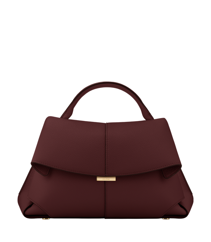 Odile™ | Textured Leather Top-Handle Bag – Black Cherry