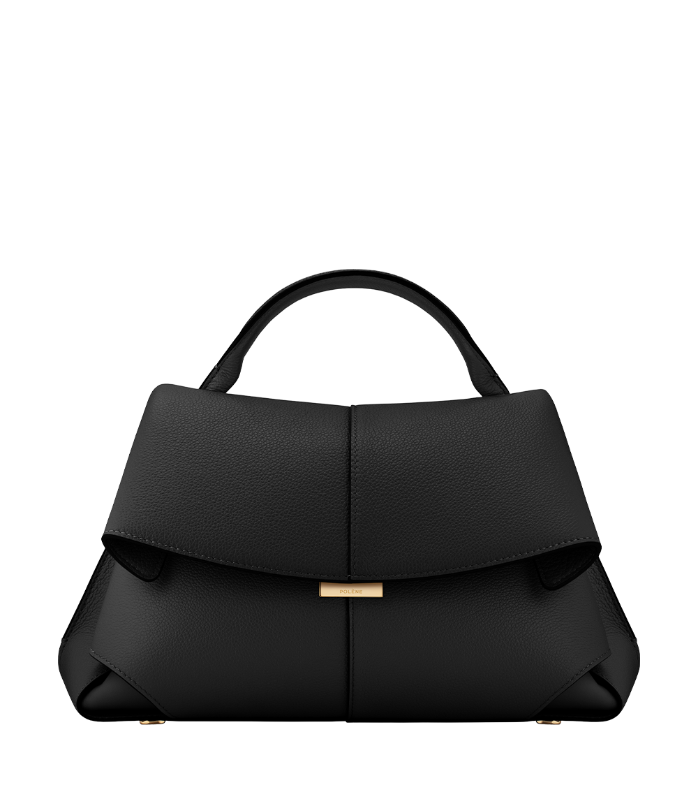 Odile™ | Textured Leather Top-Handle Bag – Black