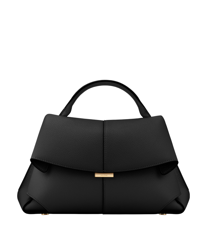 Odile™ | Textured Leather Top-Handle Bag – Black