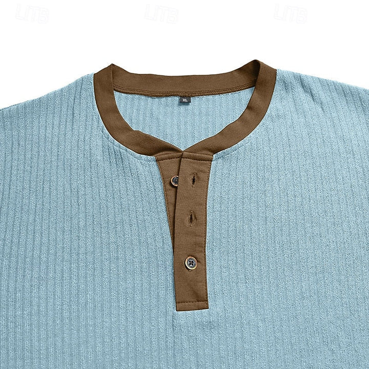 Ambrose™ | Men's Ribbed Contrast-Trim Henley Shirt