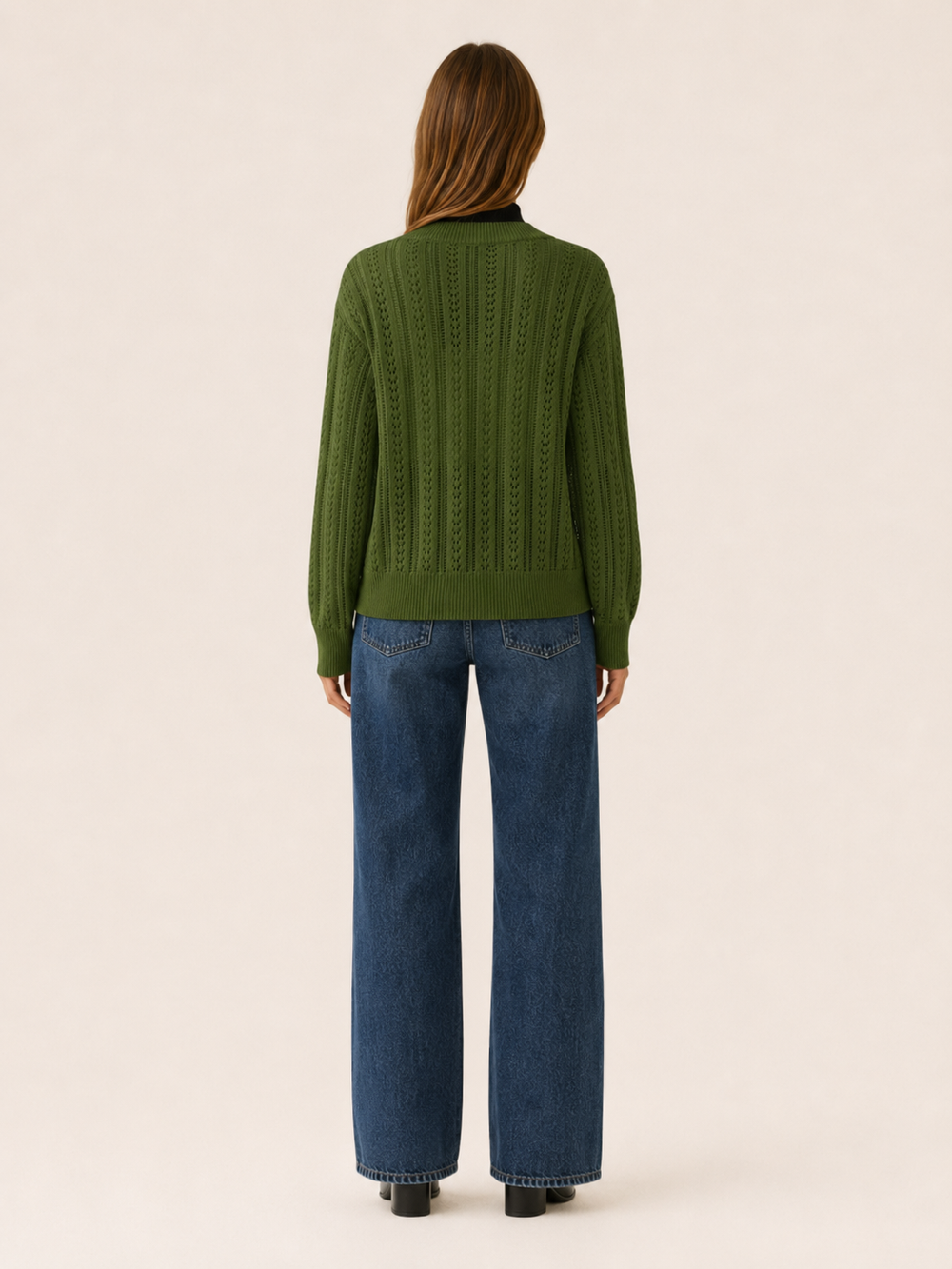 Pernille™ | Openwork V-Neck Cardigan with Button Front