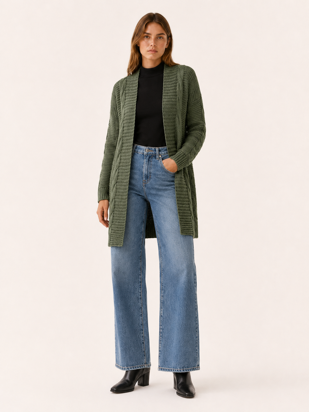 Petra™ | Textured Longline Open-Front Cardigan