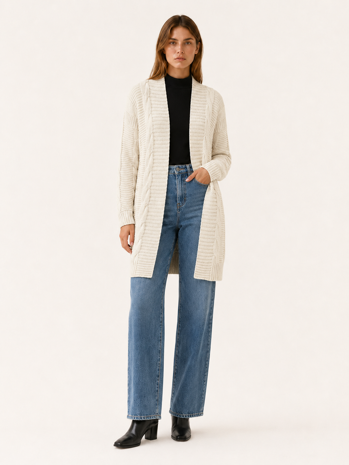 Petra™ | Textured Longline Open-Front Cardigan