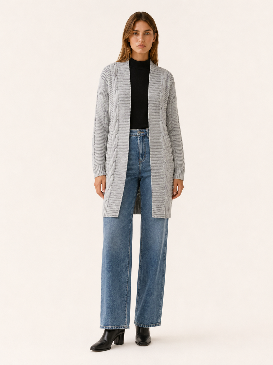 Petra™ | Textured Longline Open-Front Cardigan