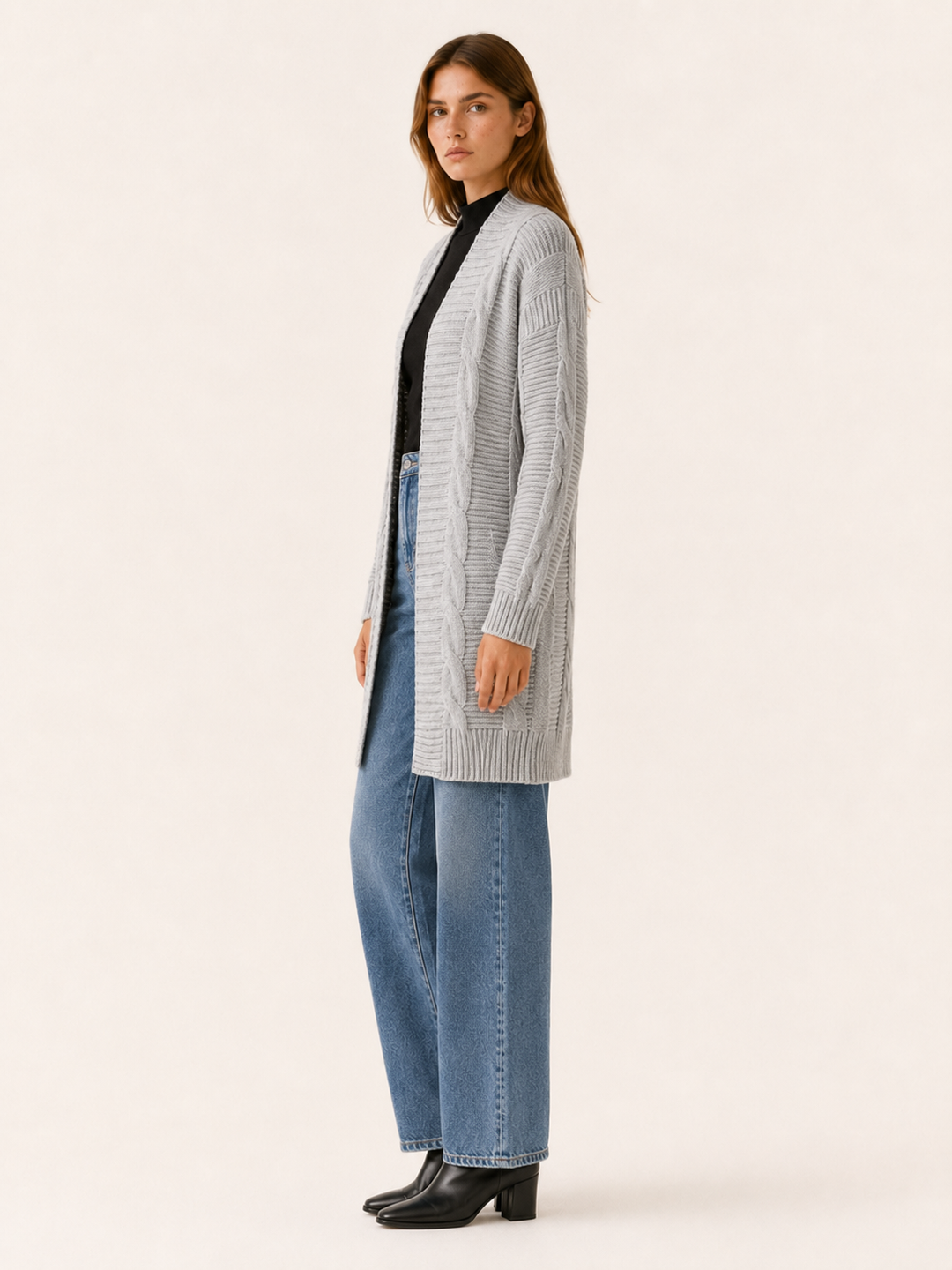 Petra™ | Textured Longline Open-Front Cardigan