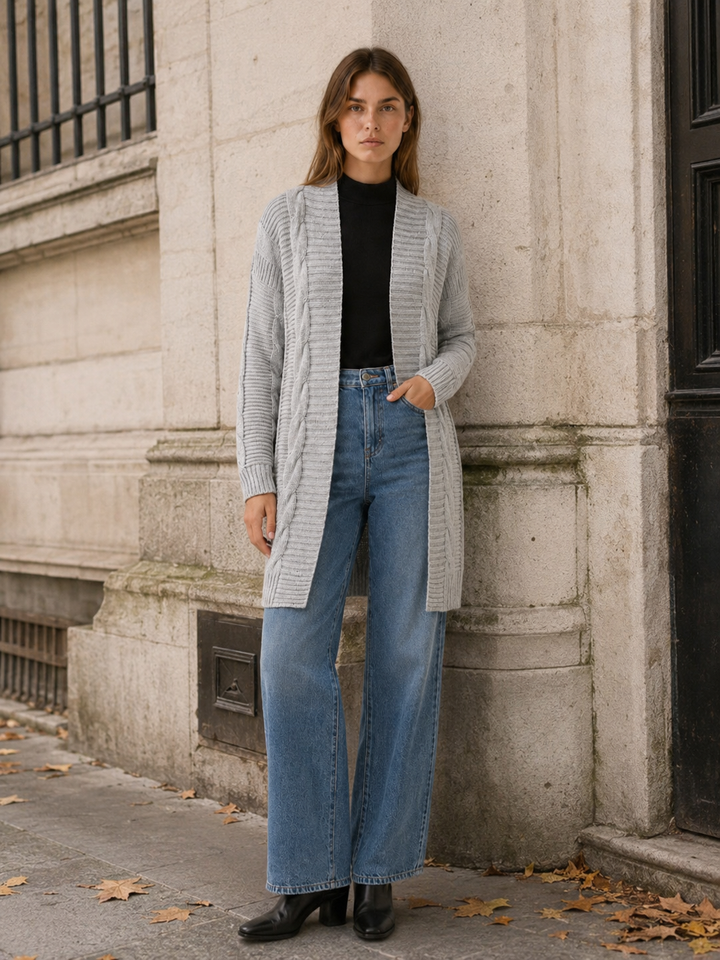 Petra™ | Textured Longline Open-Front Cardigan