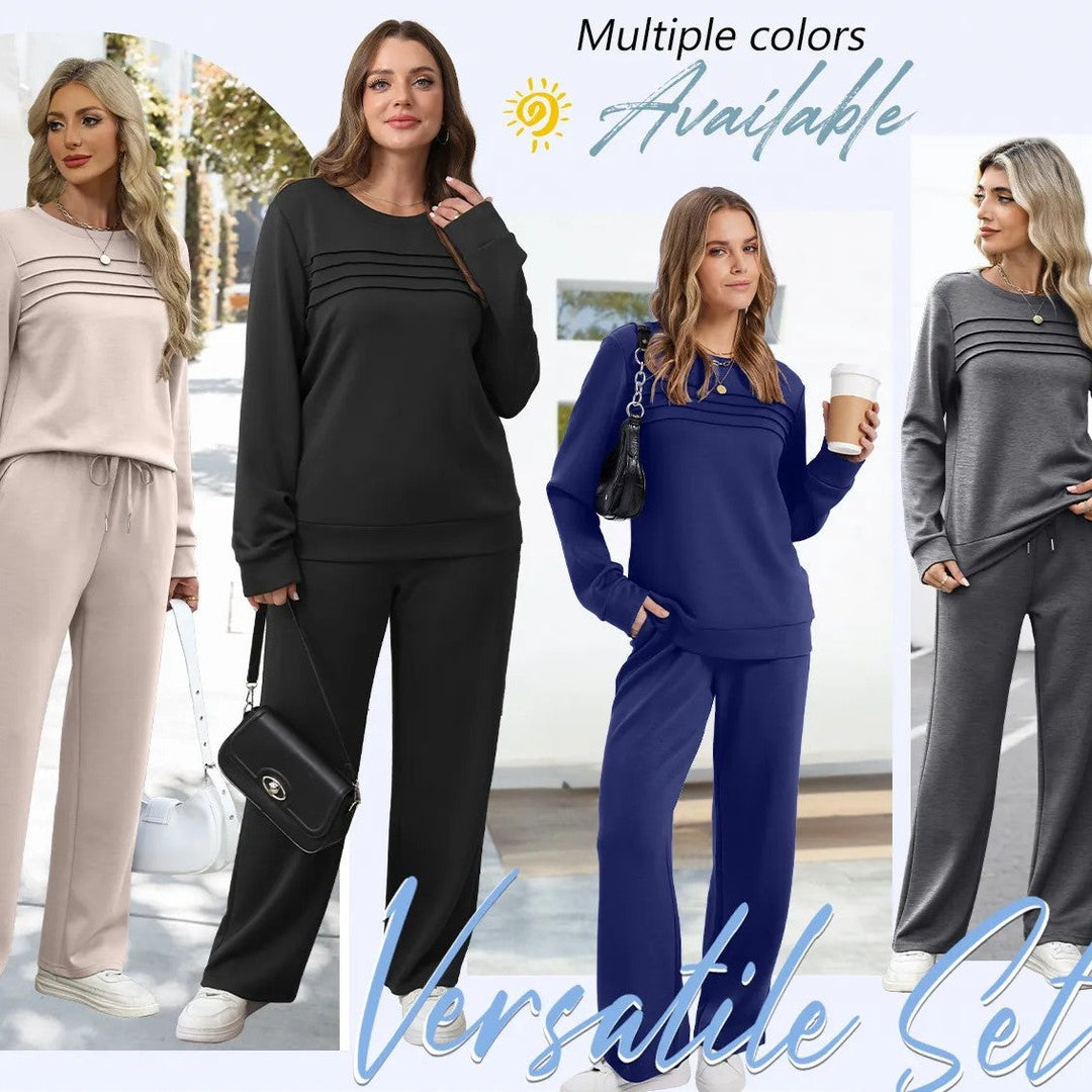 Saya™ | Elegant Set with Round Neck Top & Drawstring Trousers