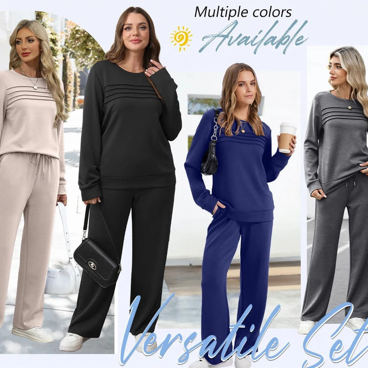Saya™ | Elegant Set with Round Neck Top & Drawstring Trousers