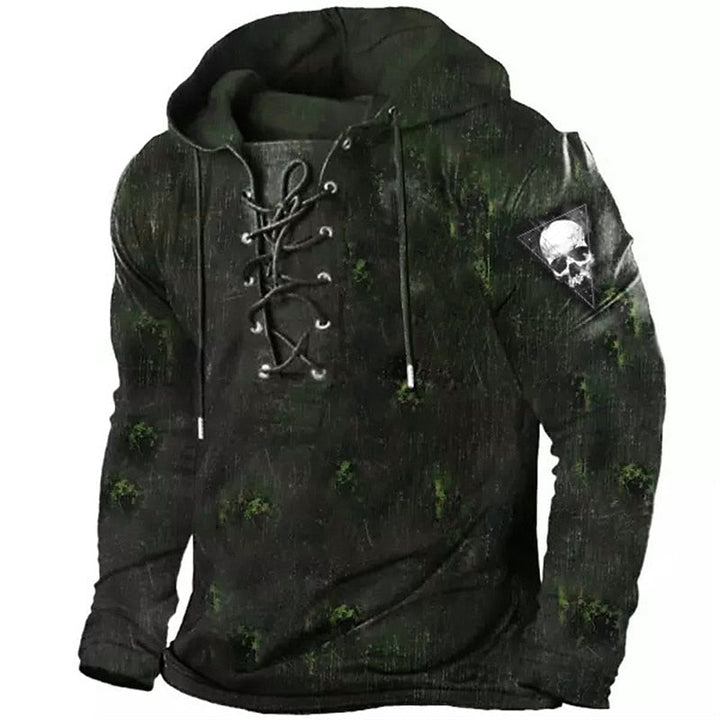Crosby™ | Men's Halloween Skull Graphic Lace Up Hoodie