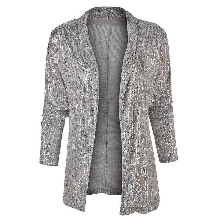 Prisca™ | Women's Sequin Long Open Front Cardigan