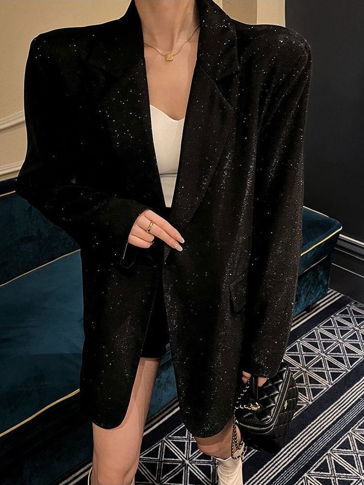 Priscilla™ | Women's Sequin Oversized Blazer with Notch Lapel