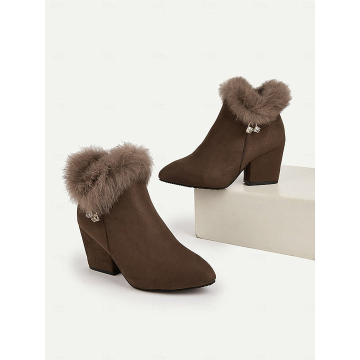 Blanche™ | Women's Fur-Trimmed Block Heel Ankle Boots