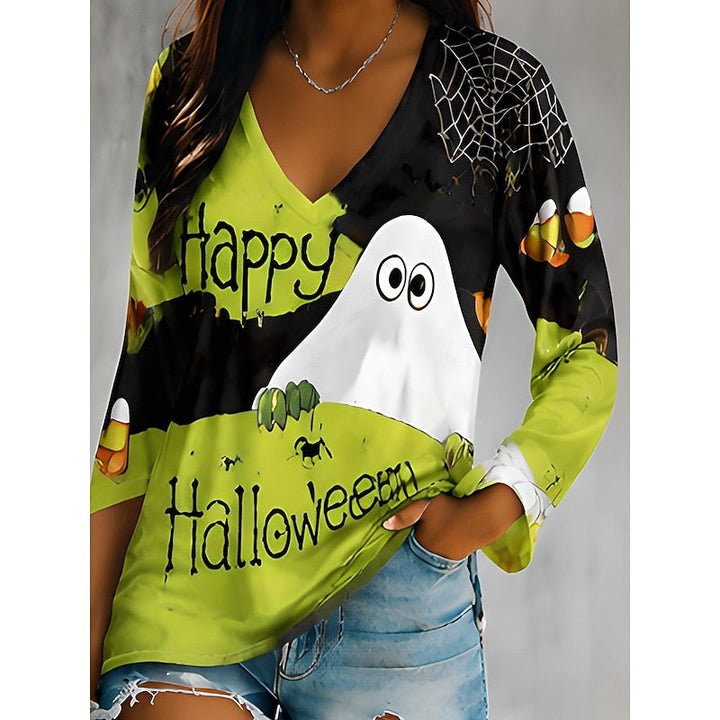 Sorrel™ | Women's Halloween Pumpkin Print V-Neck Long Sleeve Top