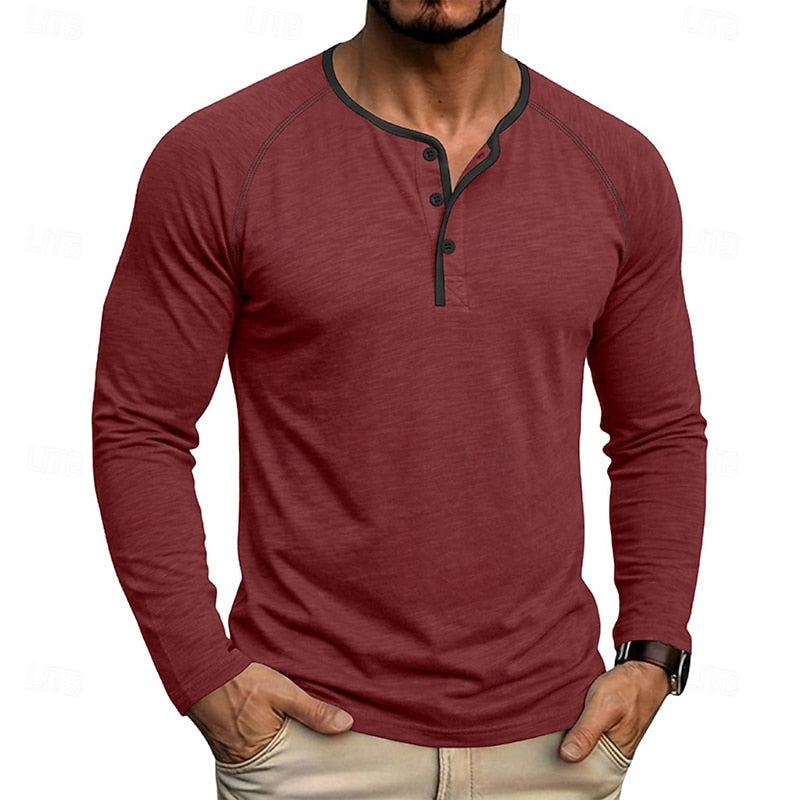 Bennett™ | Men's Raglan Sleeve Button Henley Shirt