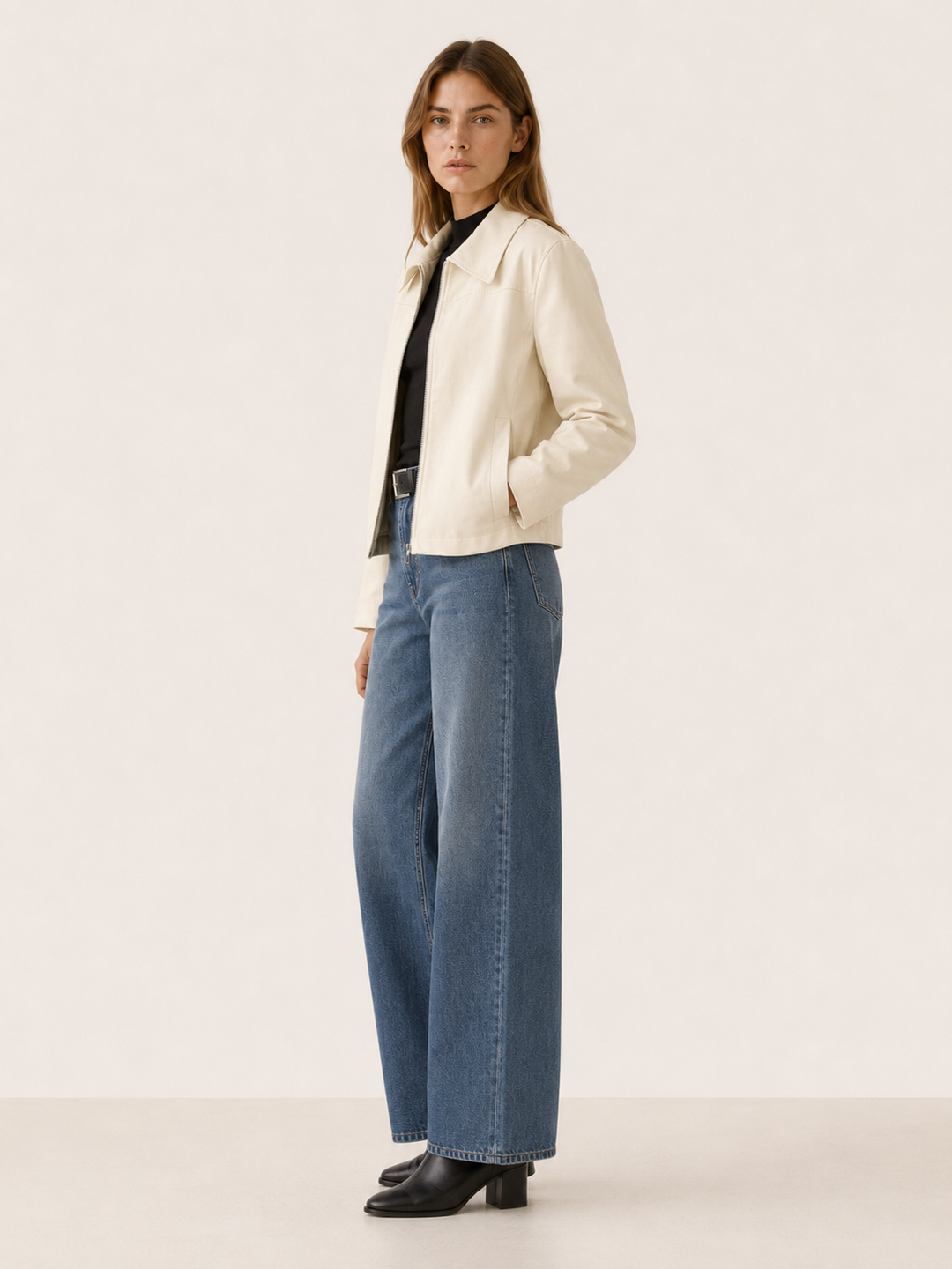 Quinn™ | Zip-Front Biker Jacket with Pointed Collar