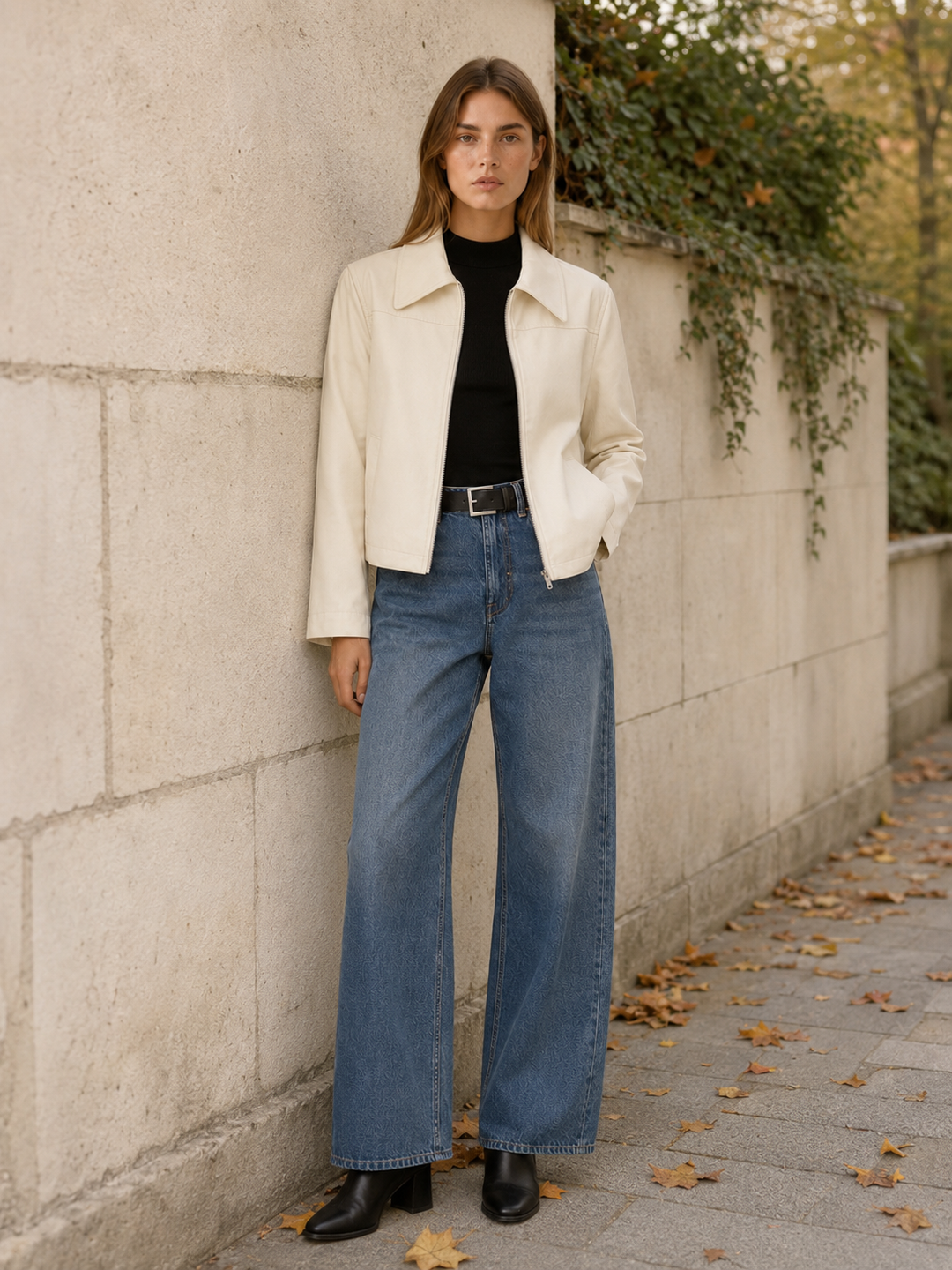 Quinn™ | Zip-Front Biker Jacket with Pointed Collar