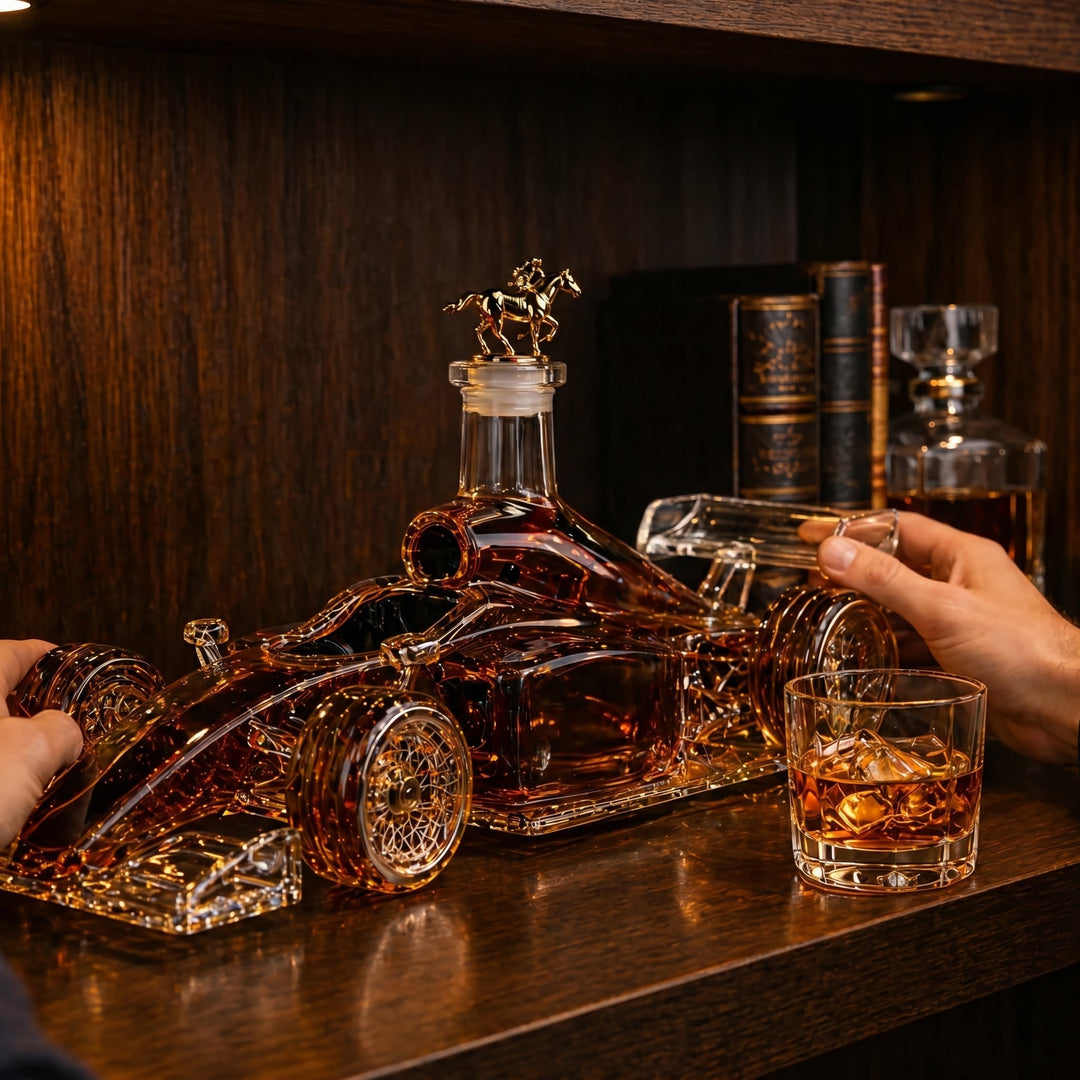 Racing Car Whisky Decanter in Sculpted Glass