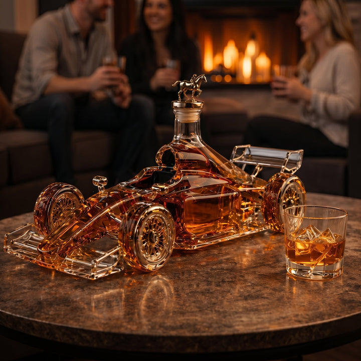 Racing Car Whisky Decanter in Sculpted Glass