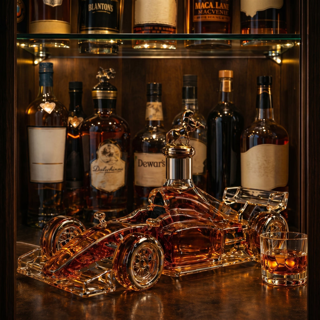 Racing Car Whisky Decanter in Sculpted Glass