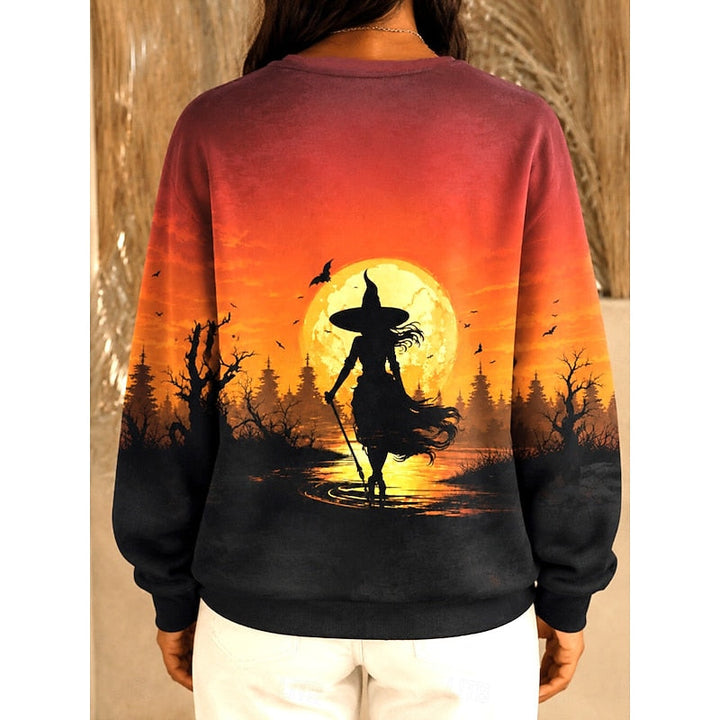 Morrigan™ | Women's Halloween Face Graphic Crew Neck Sweatshirt