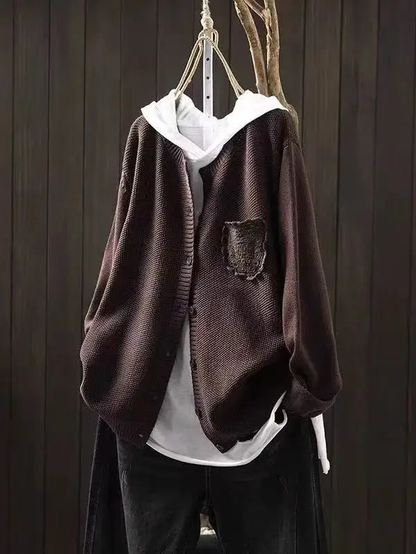 Merrilyn™ | Women's Oversized Embroidered Pocket Knit Cardigan