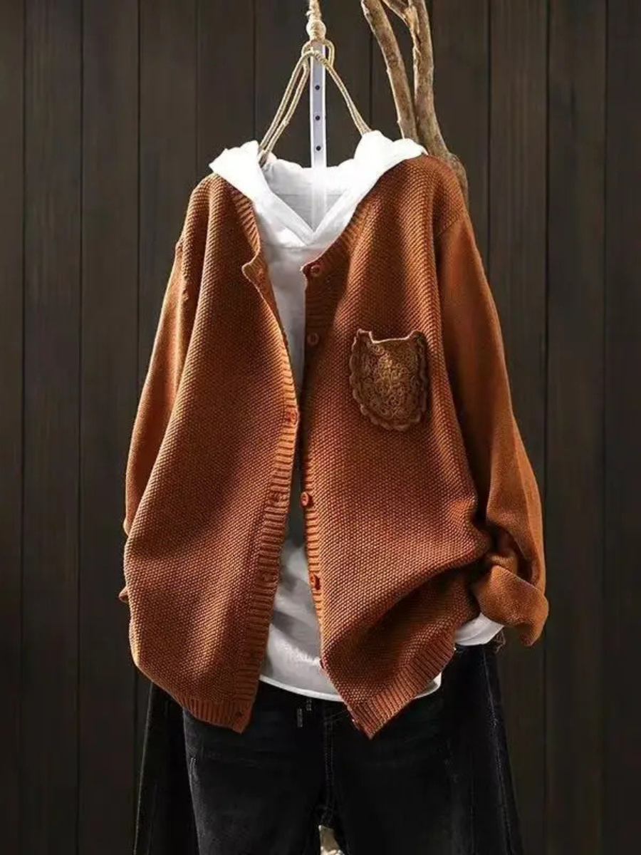 Merrilyn™ | Women's Oversized Embroidered Pocket Knit Cardigan