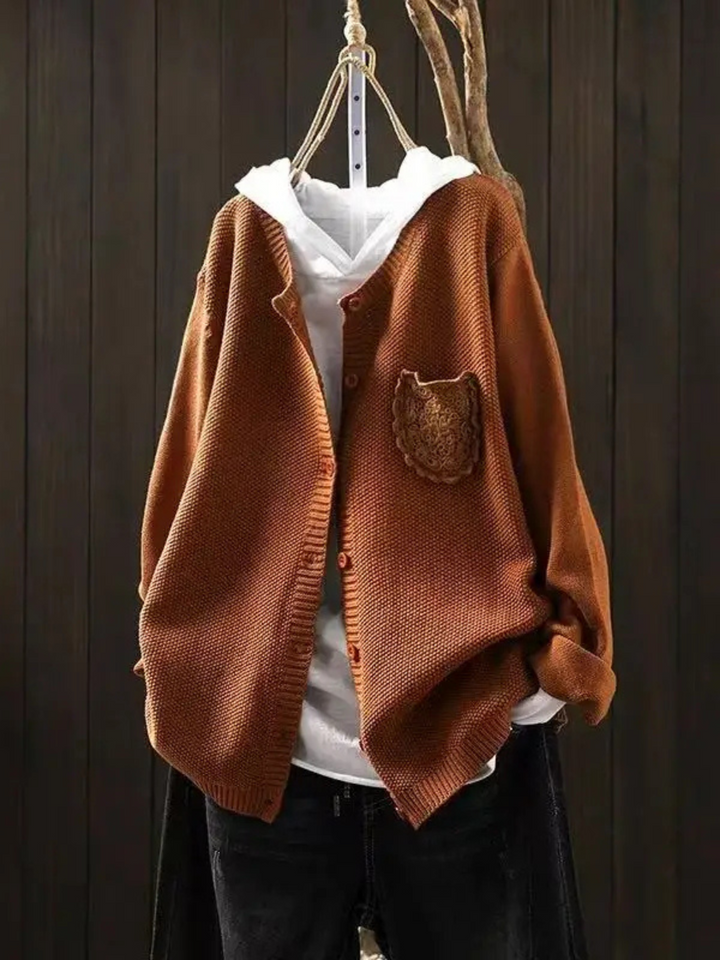 Merrilyn™ | Women's Oversized Embroidered Pocket Knit Cardigan