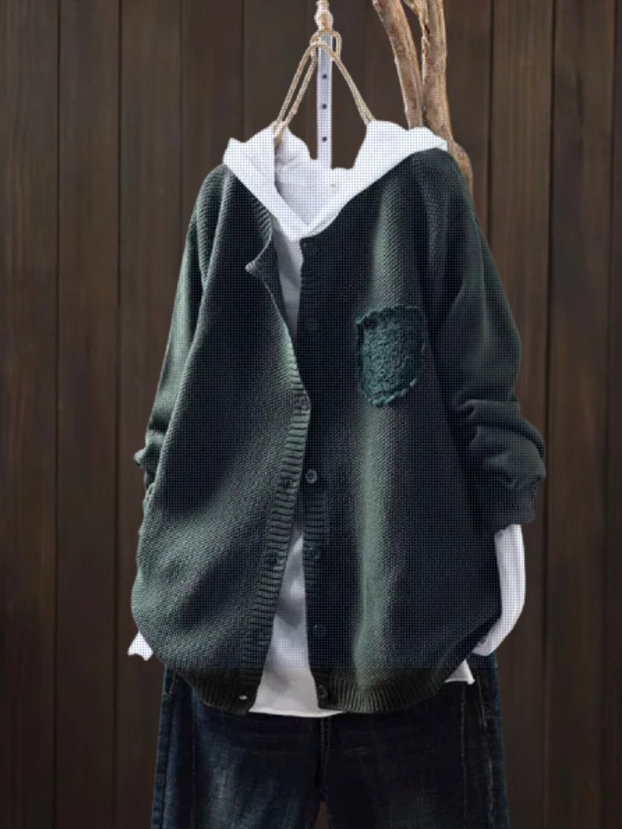 Merrilyn™ | Women's Oversized Embroidered Pocket Knit Cardigan