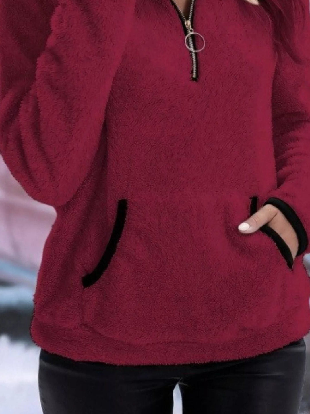Rohesia™ | Women's Sherpa Half Zip Pullover with Kangaroo Pocket