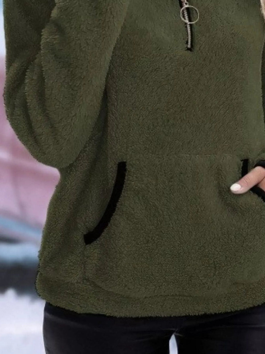 Rohesia™ | Women's Sherpa Half Zip Pullover with Kangaroo Pocket