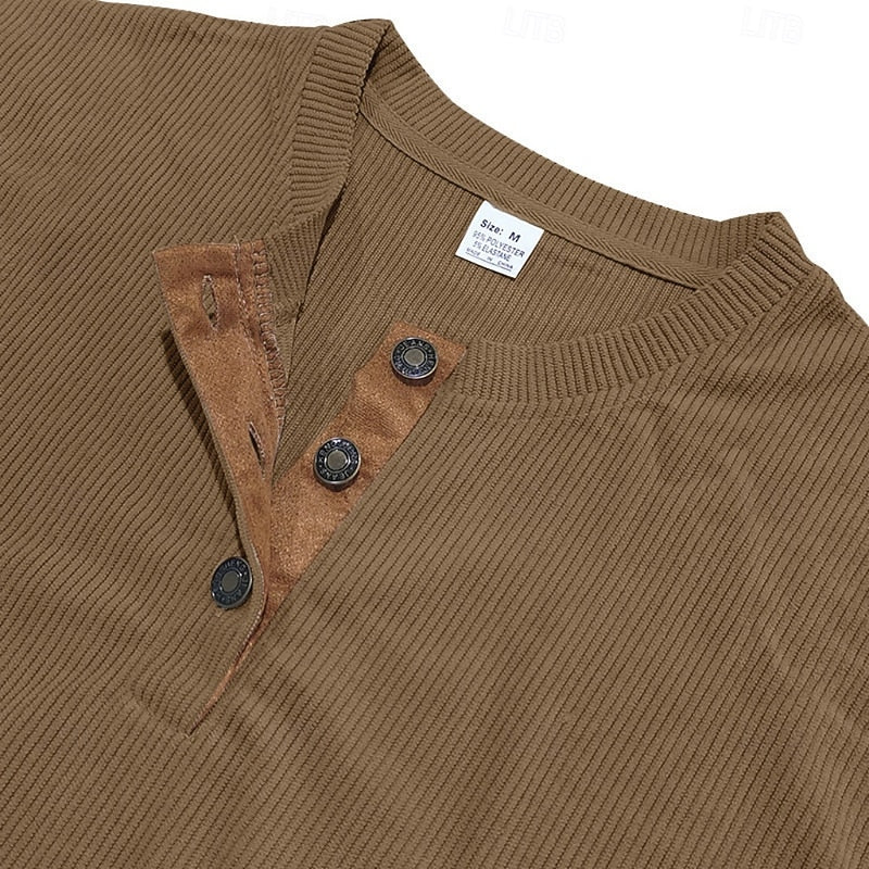 Anders™ | Men's Ribbed Long Sleeve Henley Shirt