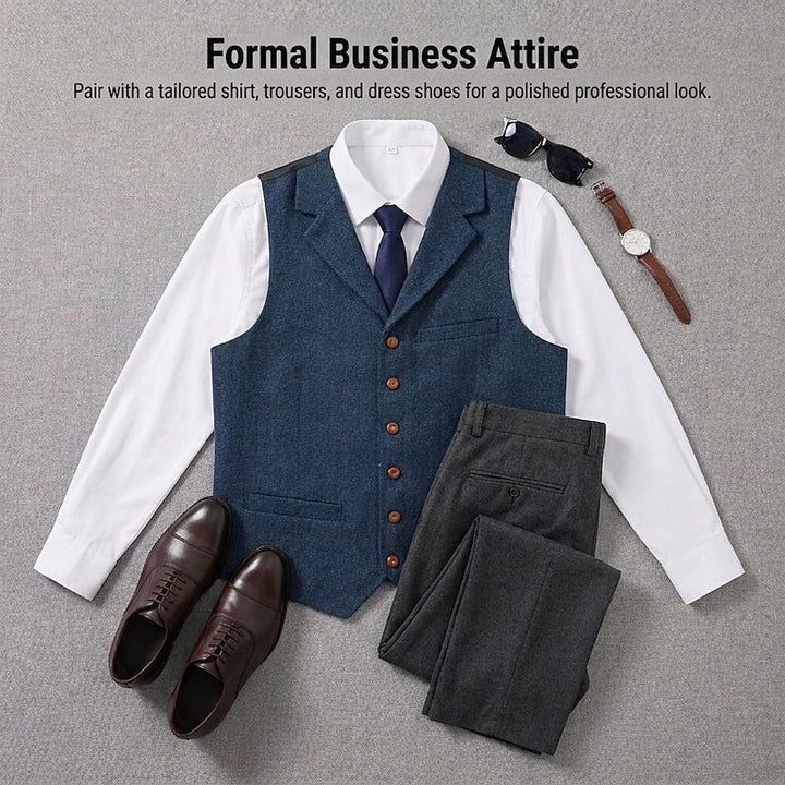 Jasper™ | Men's Herringbone V-Neck Waistcoat