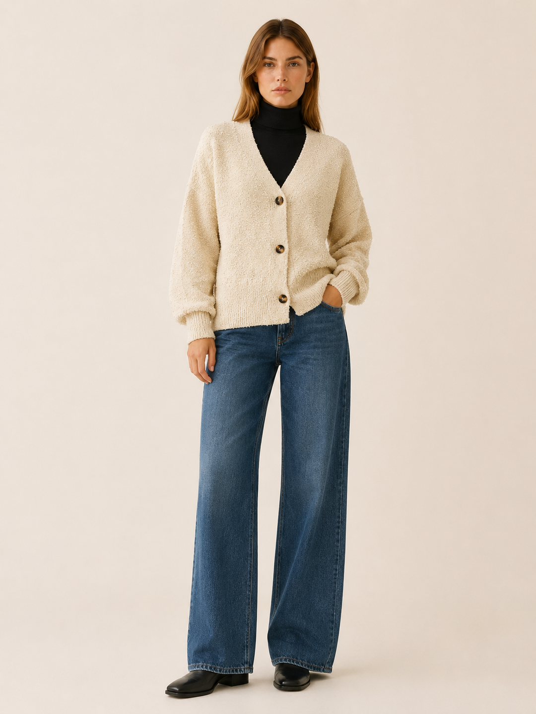 Romy™ | Oversized V-Neck Cardigan with Buttons