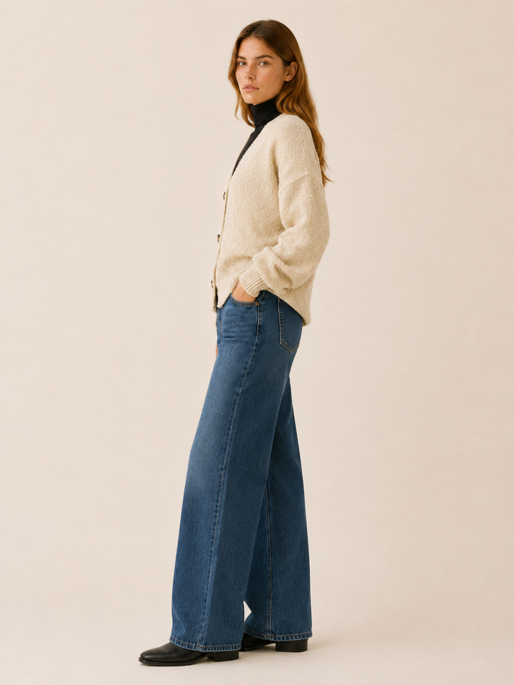 Romy™ | Oversized V-Neck Cardigan with Buttons