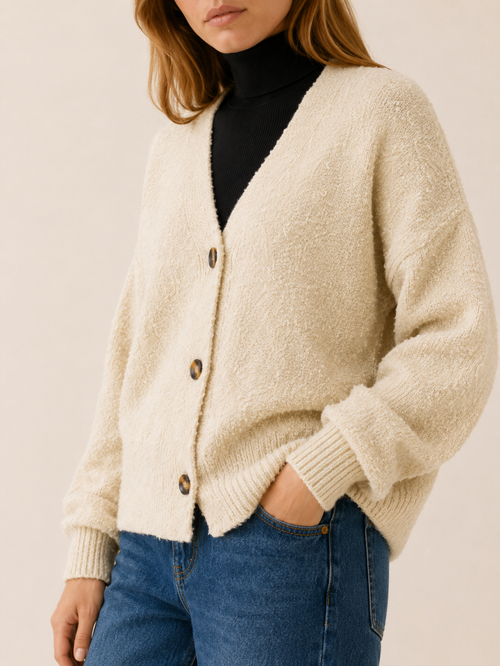 Romy™ | Oversized V-Neck Cardigan with Buttons