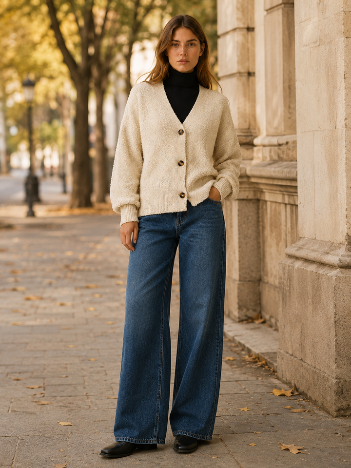 Romy™ | Oversized V-Neck Cardigan with Buttons
