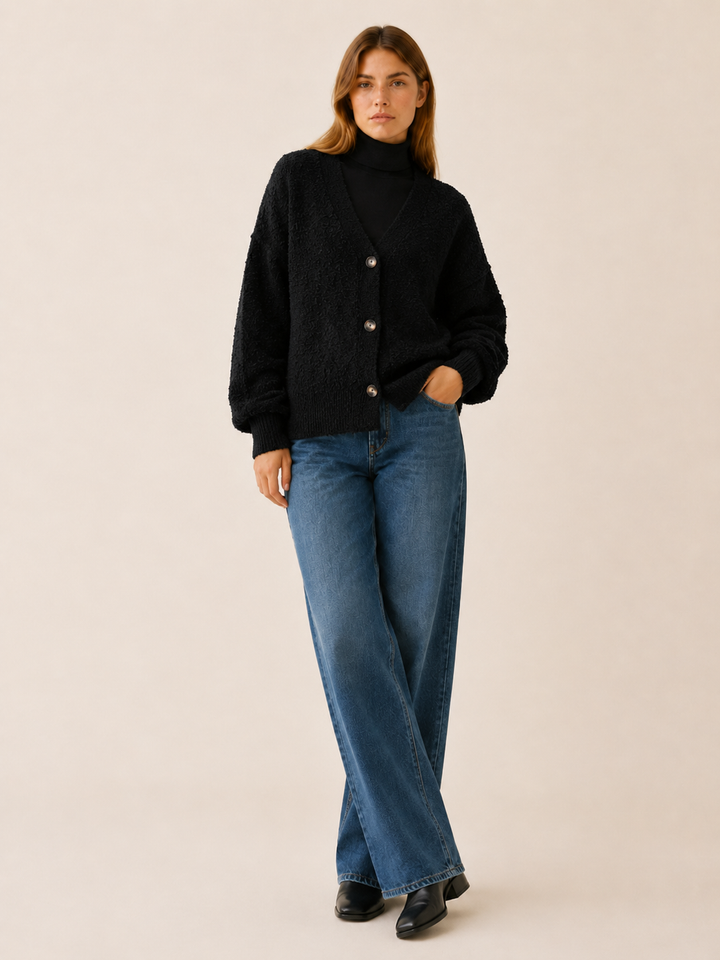 Romy™ | Oversized V-Neck Cardigan with Buttons