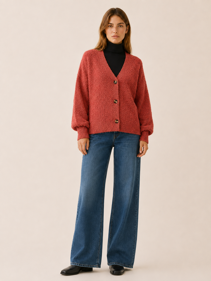 Romy™ | Oversized V-Neck Cardigan with Buttons