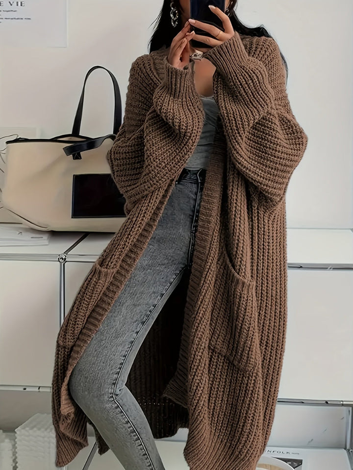 Elva™ | Women's Oversized Longline Open Front Ribbed Cardigan