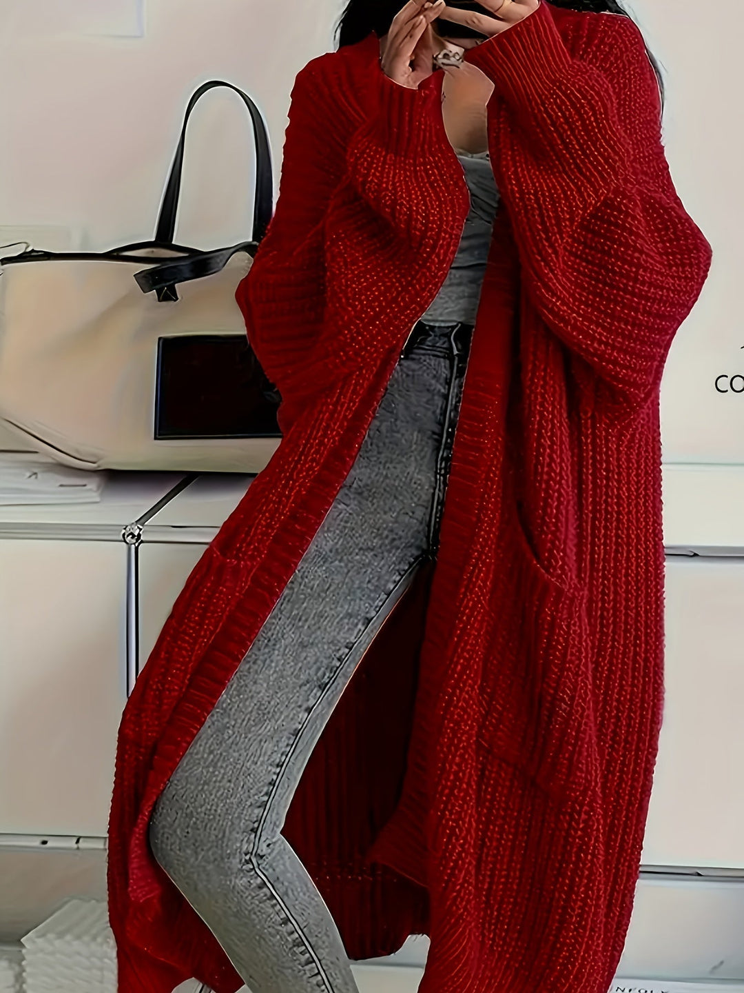 Elva™ | Women's Oversized Longline Open Front Ribbed Cardigan