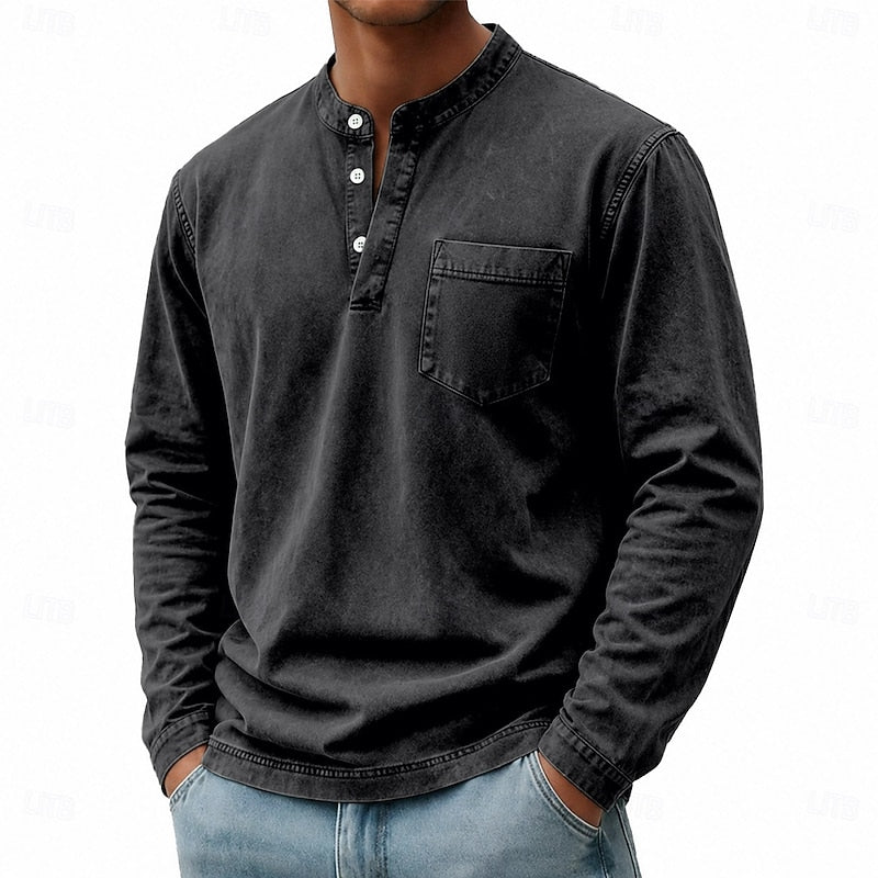 Caspian™ | Men's Washed Chest-Pocket Henley Shirt