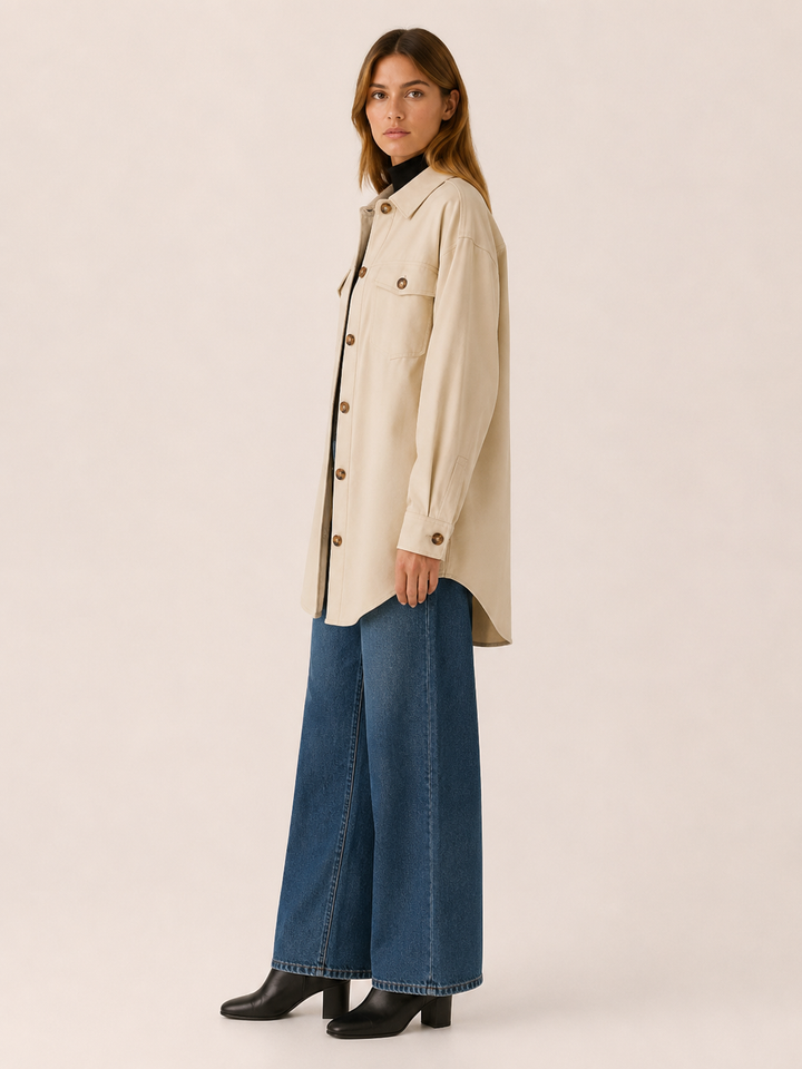 Runa™ | Longline Shirt Jacket with Chest Pockets