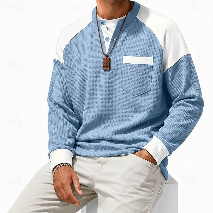 Cedric™ | Men's Colorblock Waffle Henley Shirt